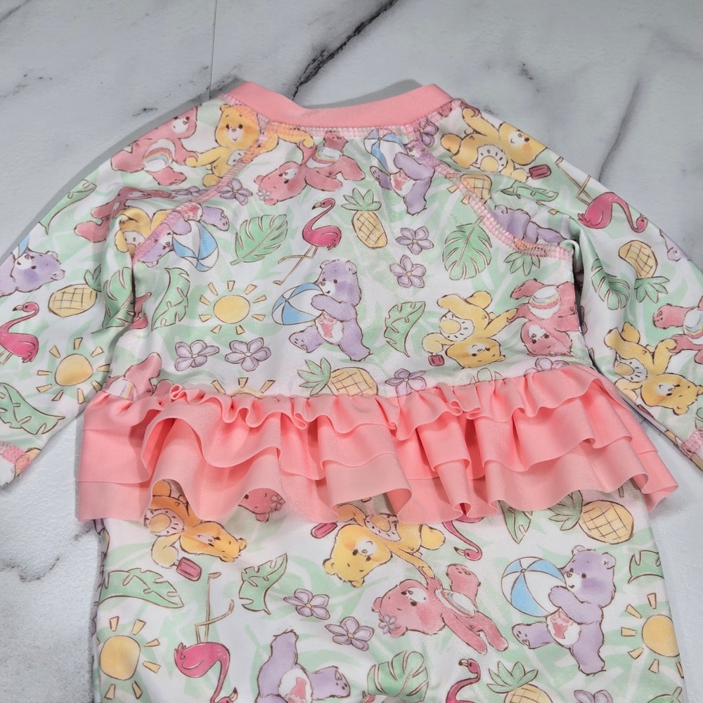 Care Bears Swimsuit Girls 0/3M Tropical Ruffle Long Sleeve Rash Guard - Picture 11 of 11